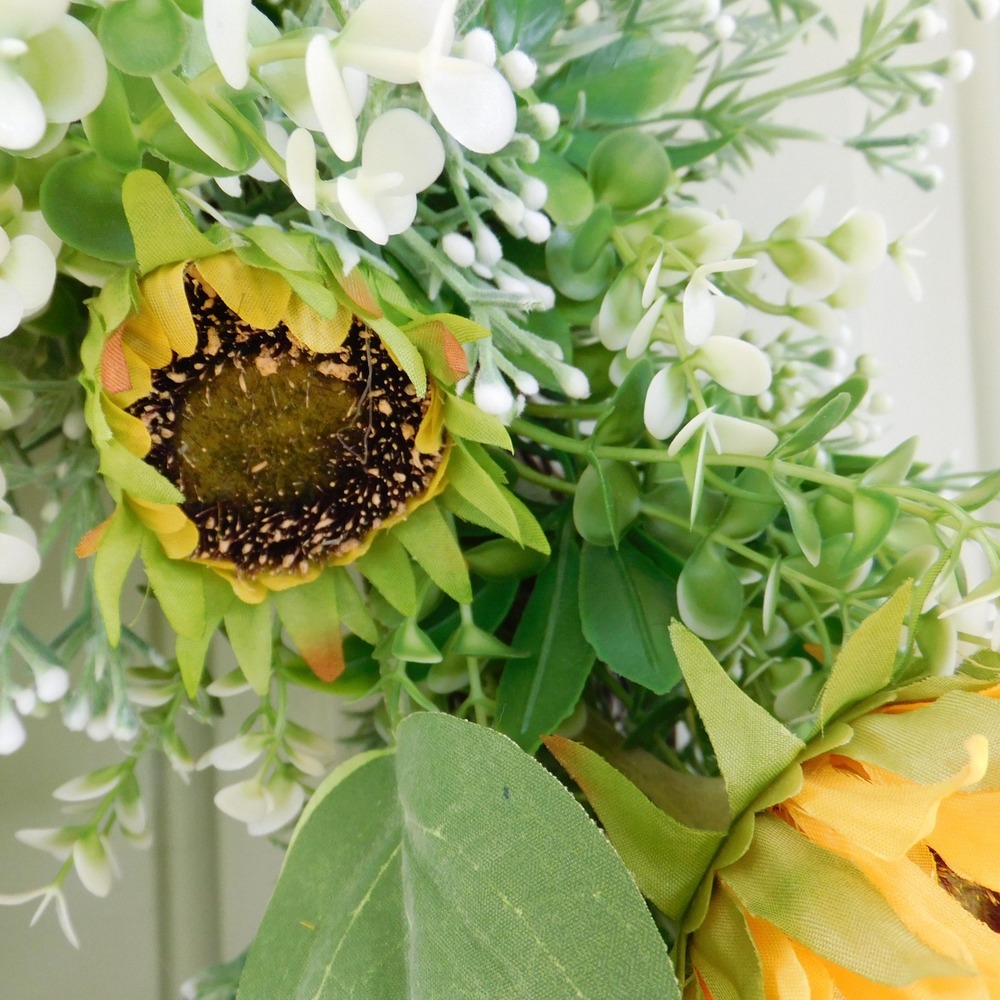Sunflower Wreath for Front Door, Late Summer and Fall, Bright Vibrant Decor - Picture 3 of 6